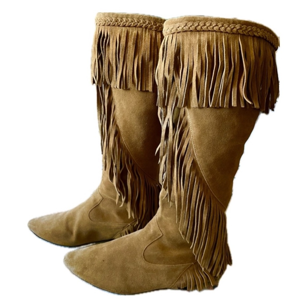 Sam Edelman Tan Suede Fringe Boots